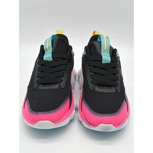 Champion Womens Size 6 Black Sneakers With Pink & Yellow Accents